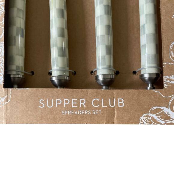 Brand New Mackenzie-Childs Sterling Check Supper Club Spreaders Set - Picture 5 of 6